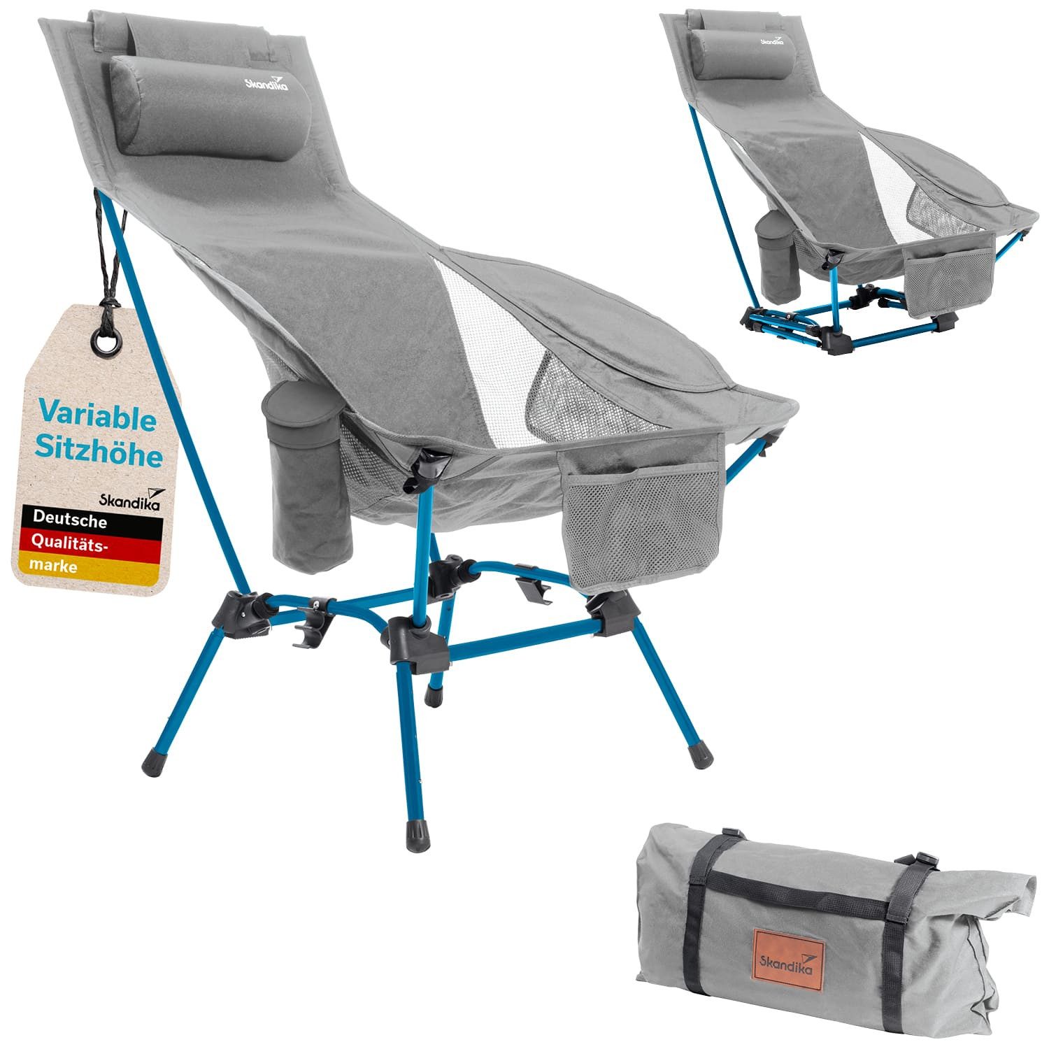 Skandika Campingstuhl Compact Flex, Gestell mit Bungee-Stecksystem, Anti-Rutsch-Füße (Tragetasche mit Reißverschluss, Tragegriff und Aufhängeschlaufe), bis 200 kg belastbar, klein, faltbar, kleines Packmaß