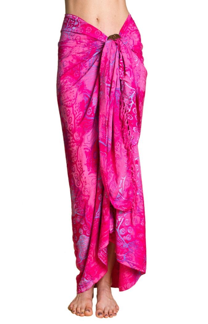 in als Pareo Bikini den großen Überwurf Wachsbatik Sarong Strandkleid Größen Tuch PANASIAM oder, Strand tragbar auch für Cover-up Flamingopink Strandtuch B018 Wrap