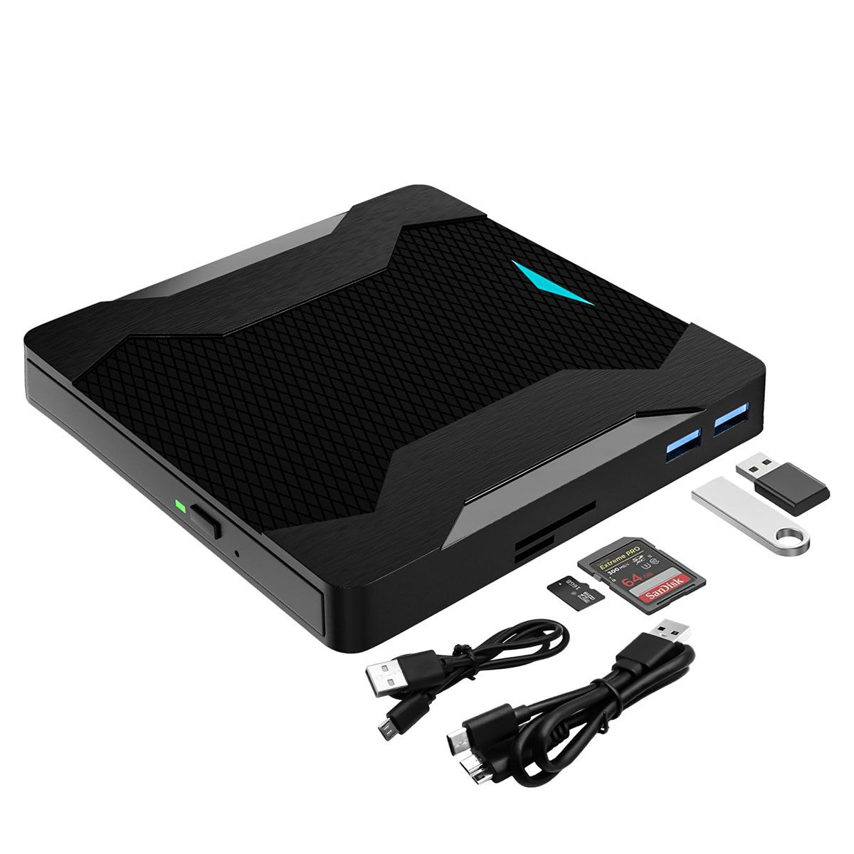 Novzep Externes DVD-CD-Laufwerk USB 3.0 Typ-C DVD/CD+/RW-Brennerlaufwerk DVD-Brenner (mit Atmungslicht und Farbwechselfunktion)