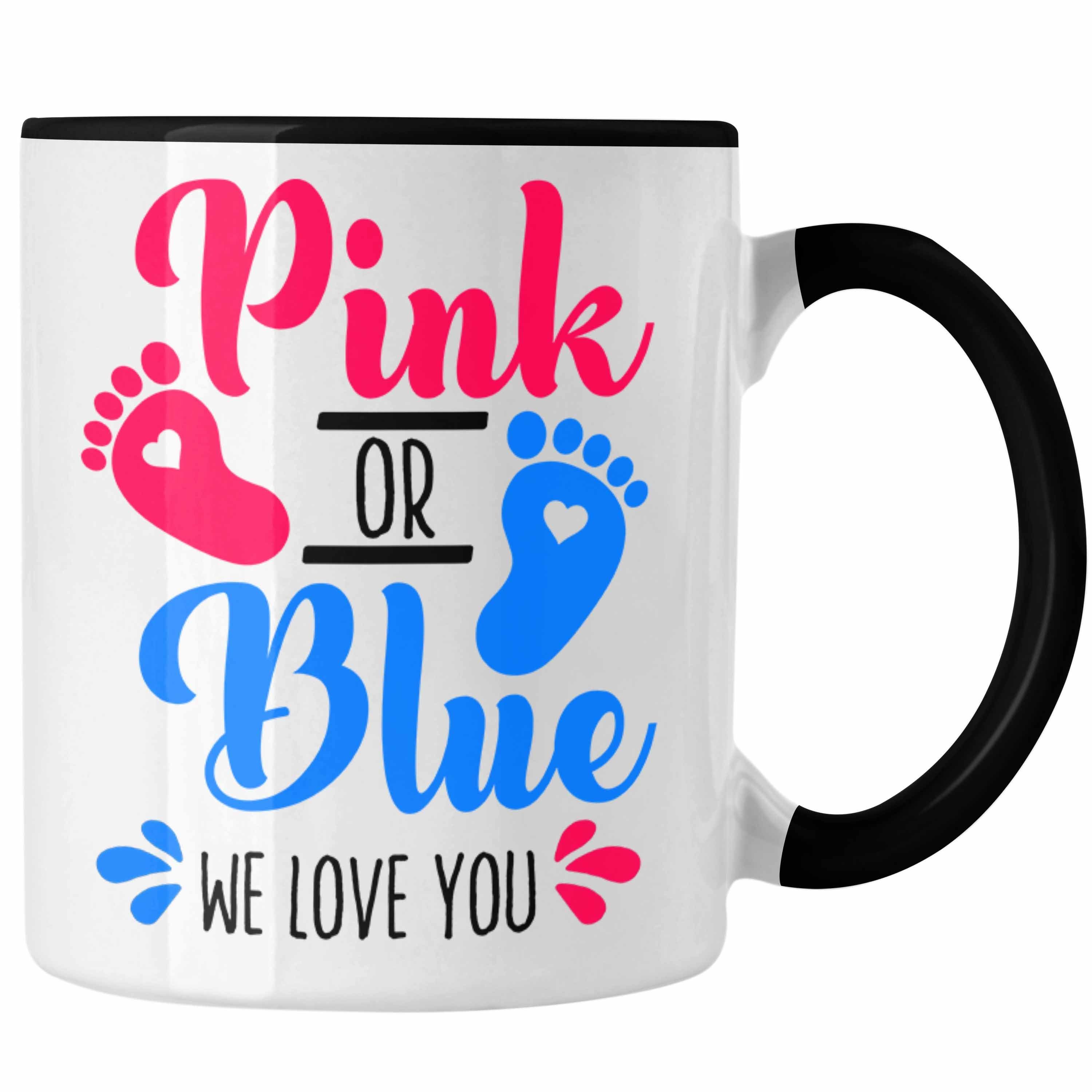 Trendation Tasse Tasse Gender Reveal Geschenk Pink Or Blue We Love You Baby Überraschun Schwarz