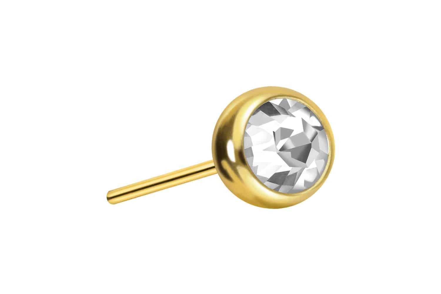 Piercing-Set Titan Kugel mit Push Pin KRISTALL