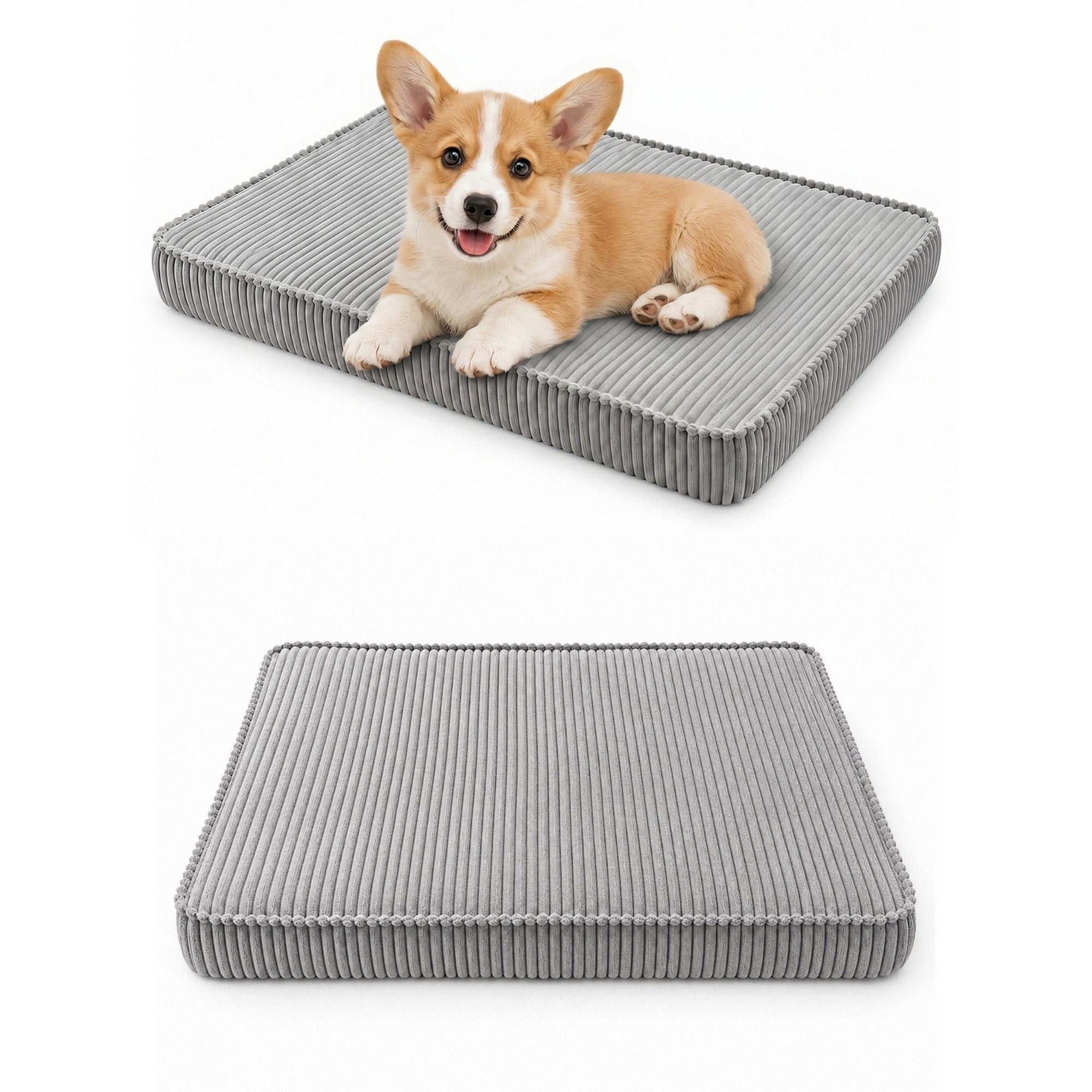 FORTISLINE Hundebett HUNDEBETT HUNDEKISSEN HUNDEMATTE CORD 45x65x8 CM GRAU, Cord