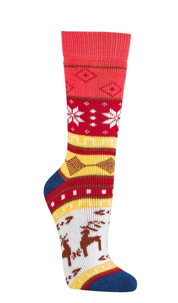 Hygge Paar) Baumwolle Wowerat Norweger Socken Muster 90% mit (2 Paar Norwegersocken mit 2 bunte Winter