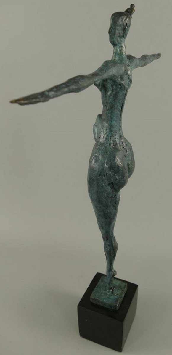 8 Tänzerin mit / Bronze x 52 Deko Accessoires H. - cm - Skulptur Marmorsockel Bronzefigur Casa x Dekofigur Padrino Luxus 36 Schwarz Blau
