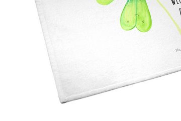 Mr. & Mrs. Panda Handtuch Blume Kleeblatt - Weiß - Geschenk, Pflanzen, Glück, Sommer Deko, Reis, (1-St), Strahlende Farben