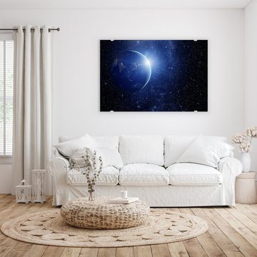 Primedeco Glasbild Wandbild Bild der Sterne und Planet mit Aufhängung, Weltall