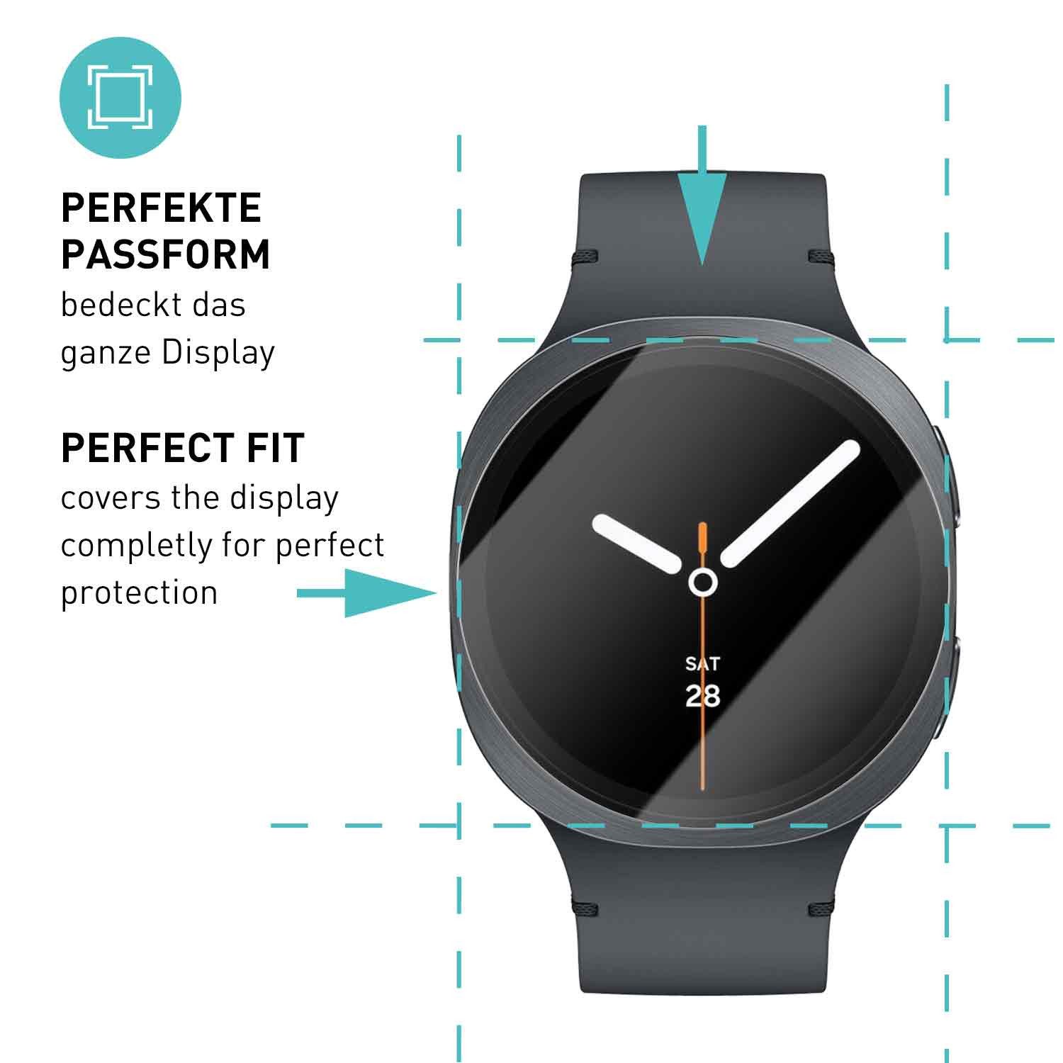 smartect Displayschutzglas Schutzglas Panzerfolie Klar für Galaxy Watch 8 44mm, Set, 3 Stück, Schutzfolie Glasschutz Bildschirm