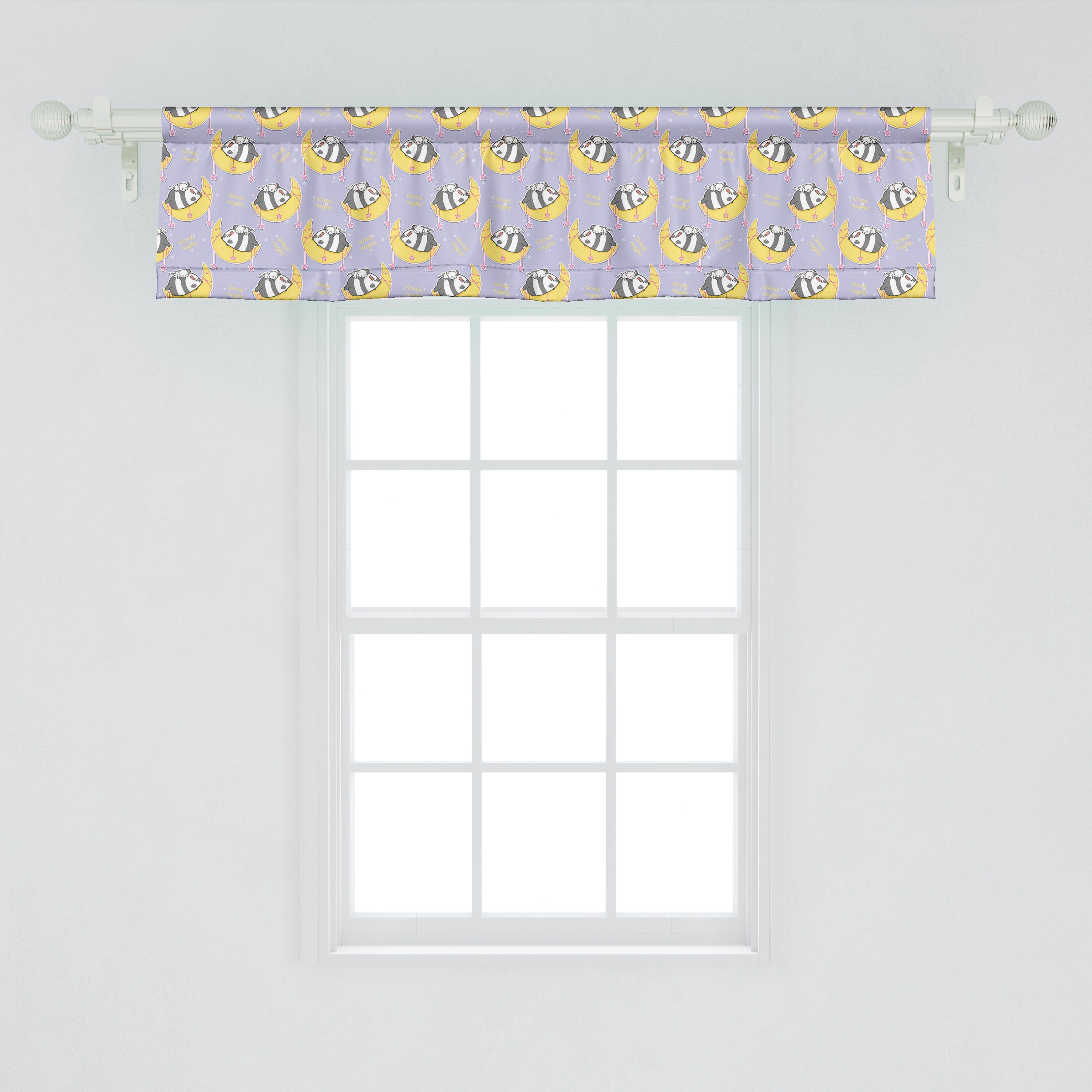 Küche Scheibengardine Microfaser, für Mond auf mit Vorhang dem Dekor Schlafzimmer Stangentasche, Volant Sprichwort Abakuhaus, Cat Panda