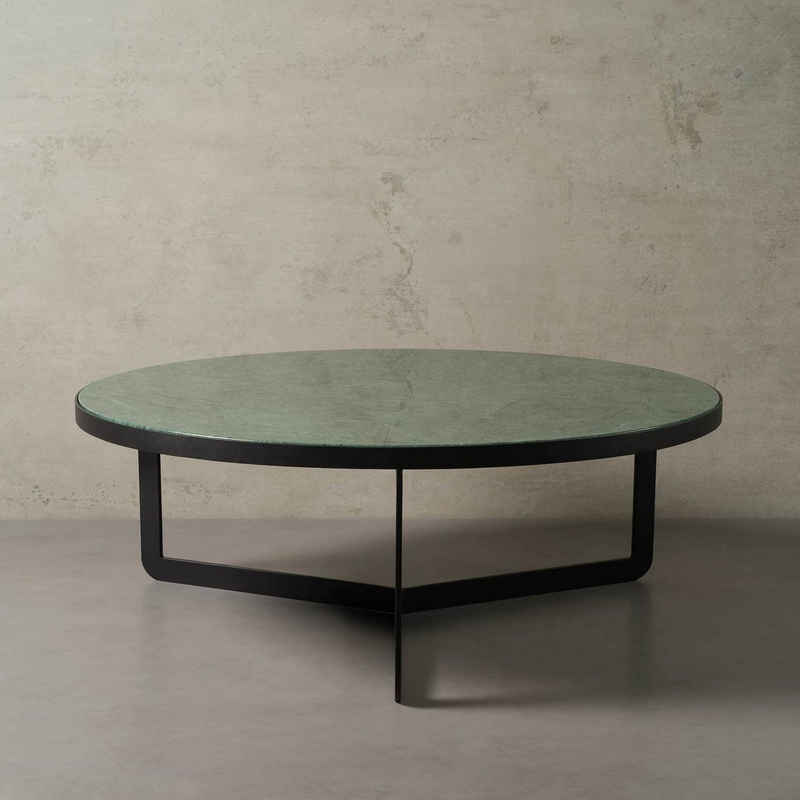 MAGNA Atelier Couchtisch OSAKA mit ECHTEM MARMOR, Wohnzimmer Tisch rund, Beistelltisch, schwarz Metallgestell, Ø70x42cm