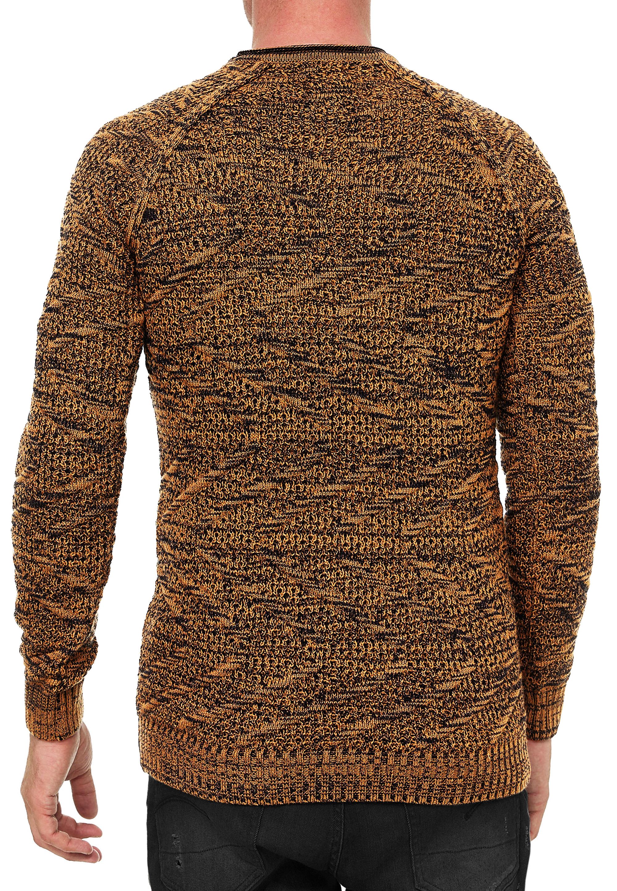 R-NEAL Rundhalspullover Herren Strick Kontrast Pulli mir Muster Crew-Neck P günstig online kaufen