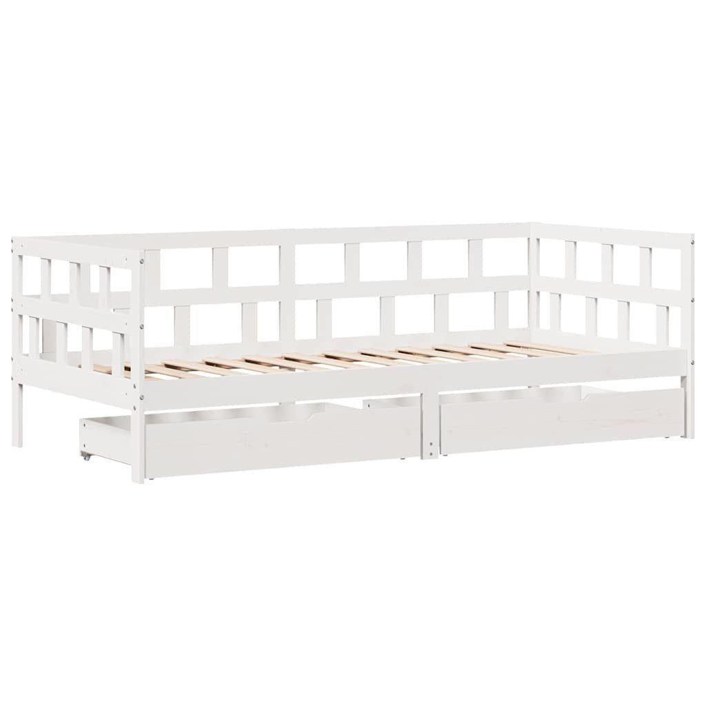 vidaXL Bett Tagesbett mit Schubladen Weiß 90x190 cm Kiefernholz