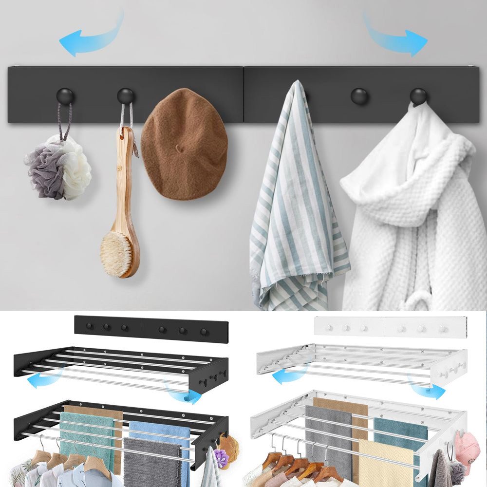 QUBEBU Wäscheständer 100cm Wäscheständer Wandmontage Faltbar Ausziebar Wand günstig online kaufen
