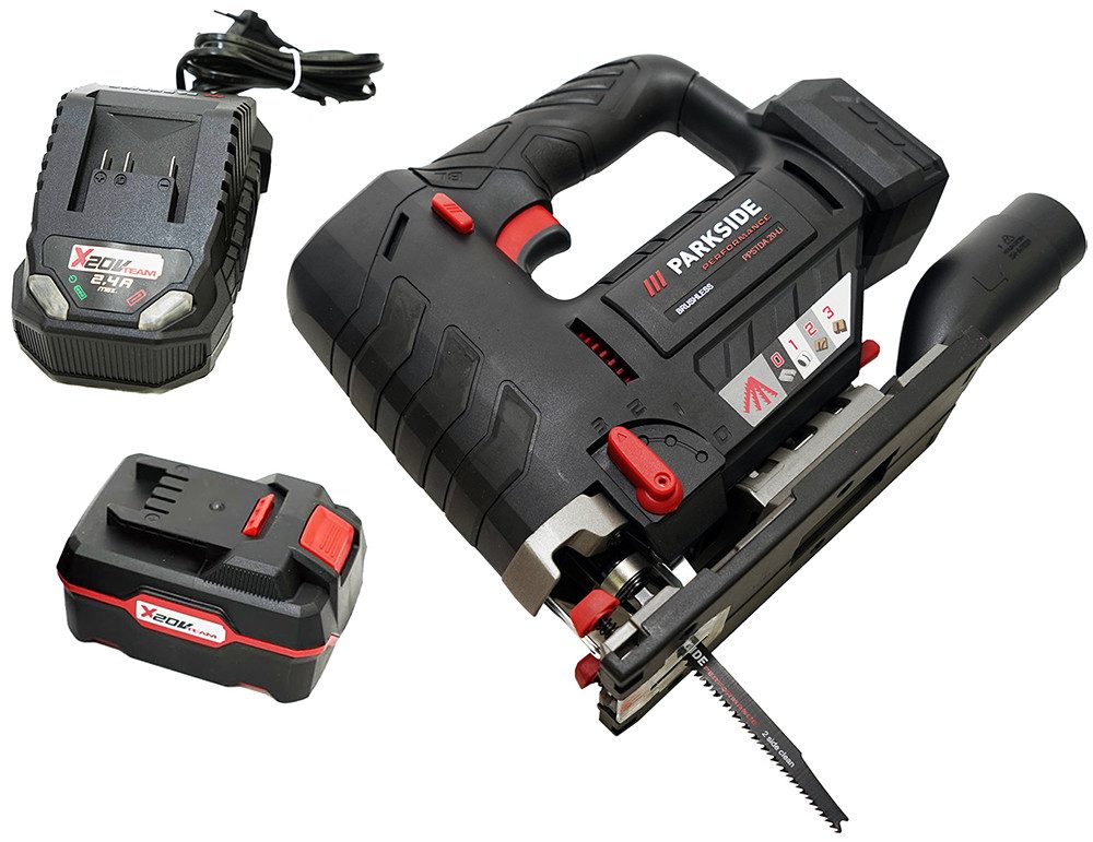 PARKSIDE PERFORMANCE® Akku-Stichsäge 20V Akku Stichsäge PPSTDA 20 (inkl. 4Ah Akku), Bürstenloser Motor (Brushless Motor)