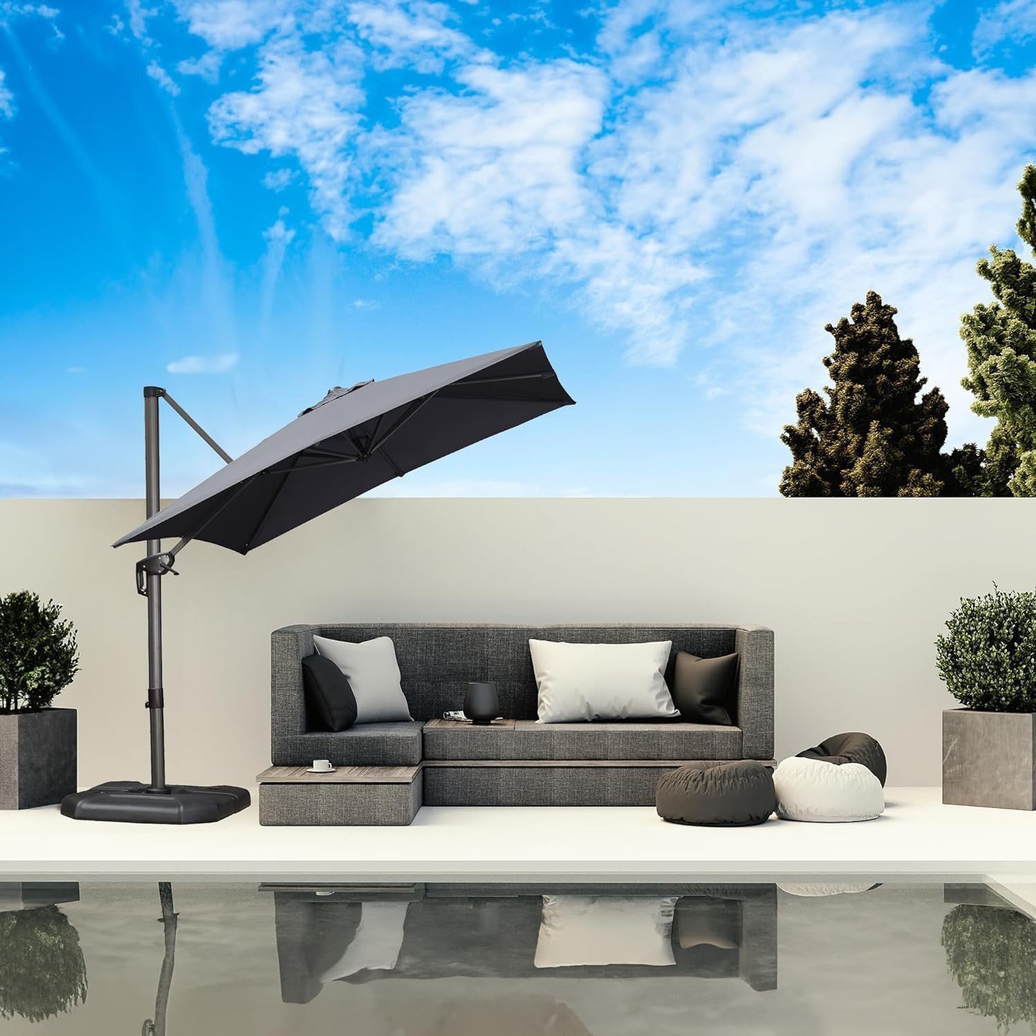 PURPLE LEAF Sonnenschirm Quadratischer Terrassenschirm, Alu Balkonschirm, Groß Ampelschirm, LxB: 250,00x250,00 cm, 360°Rotation, Sonnenschutz UV50+, für Garten, Terrasse, Pool