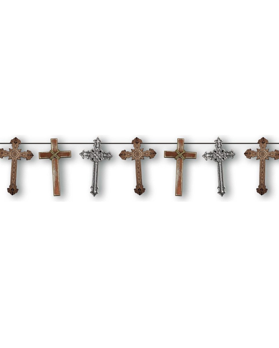 Horror-Shop Hängedekoration Halloween Kreuz Girlande – Satanische Halloween De