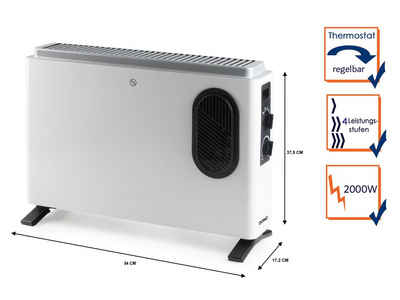 Domo Konvektor, 2000 W, Zusatz-Heizung Elektroheizer mobiles Heizgerät Heizkonvektor für 25m²