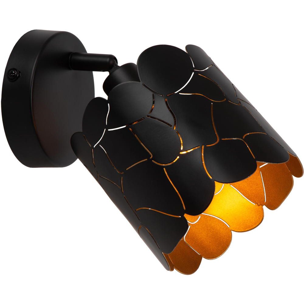 Lucide Wandleuchte Wandleuchte Almelo in Schwarz-matt und Gold-matt E14