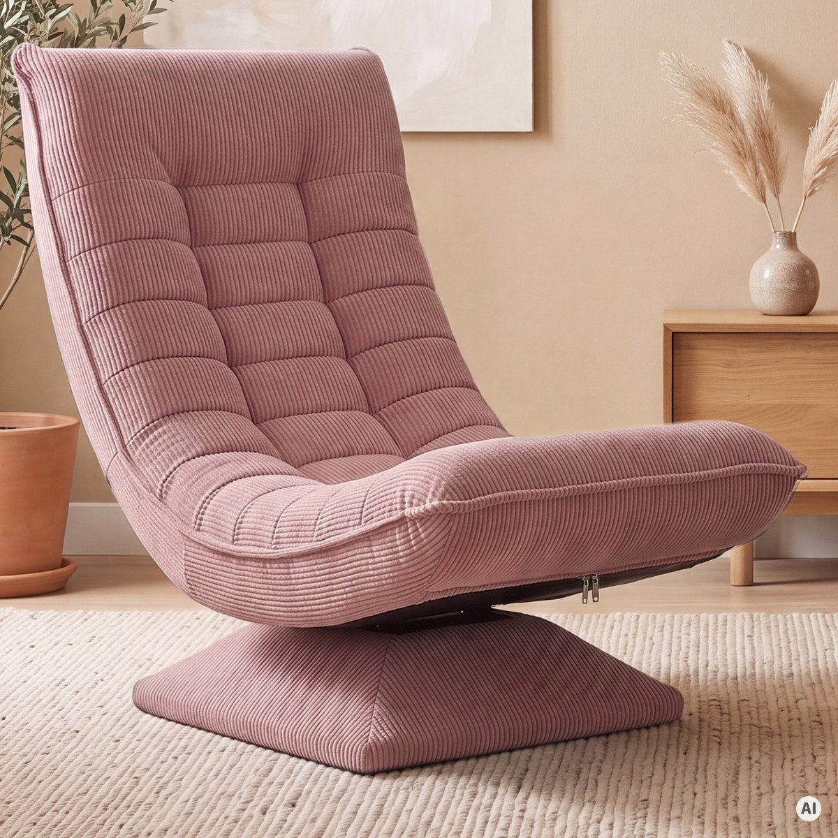 Casaria Relaxsessel Aberdeen Cord, verstellbare Lehne Drehbar Klappbar 150kg Belastbarkeit 60x105x87cm