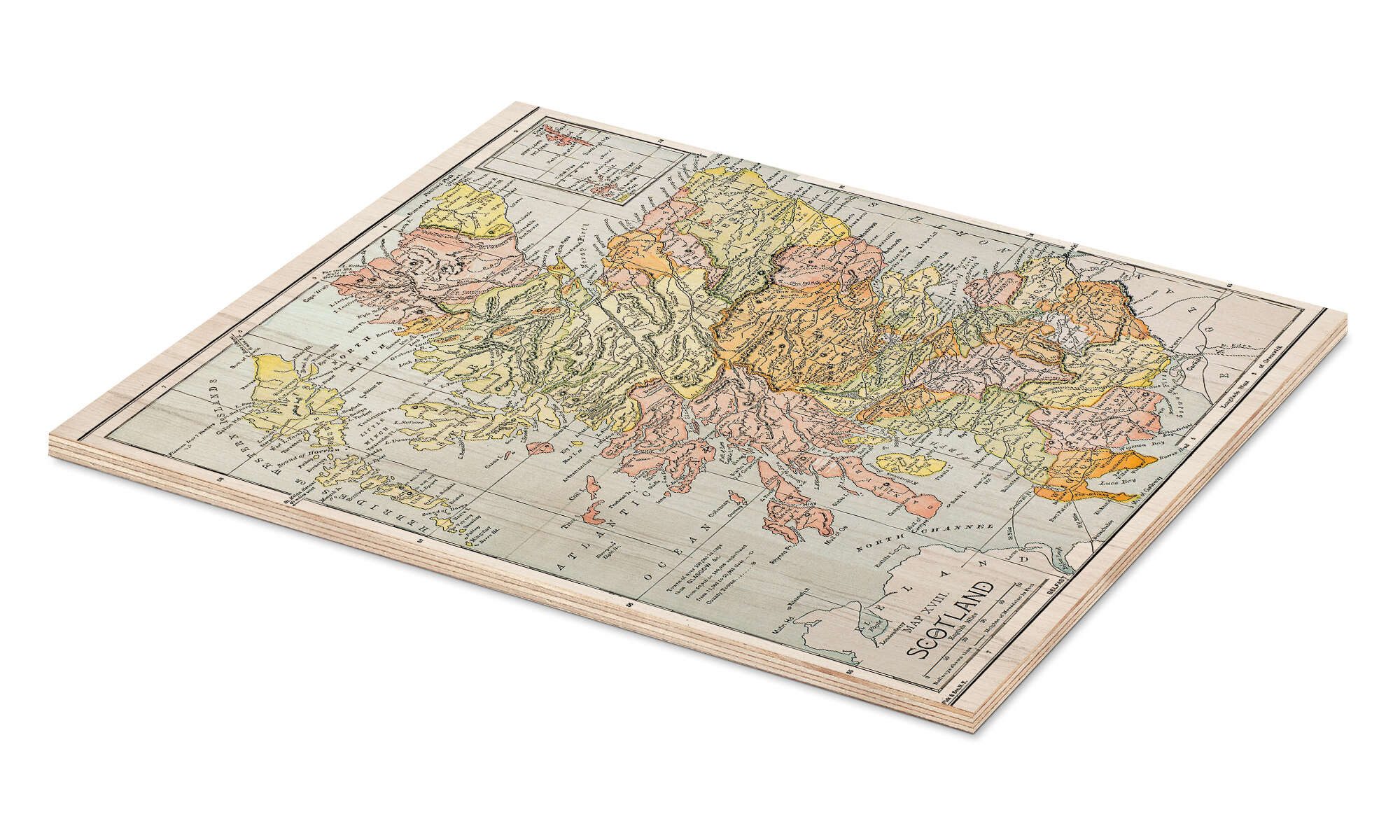Posterlounge Wandbild Karte: Schottland (Englisch), Granger Collection, erhältlich als Poster, Leinwandbild, Wandsticker oder Acrylglasbild