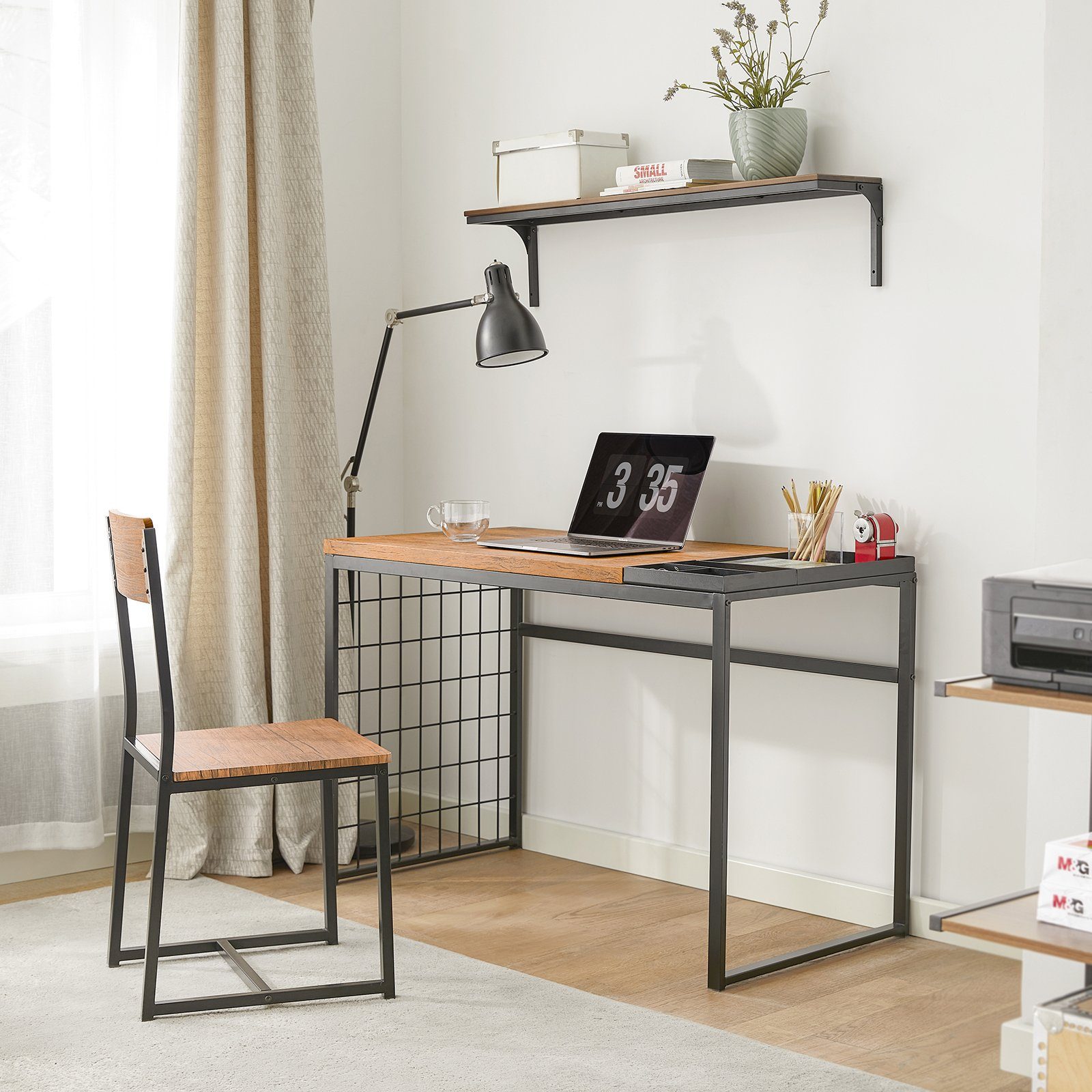 SoBuy Schreibtisch FWT60, Schreibtisch mit Esstisch Computertisch Arbeitstisch Stuhl Homeoffice