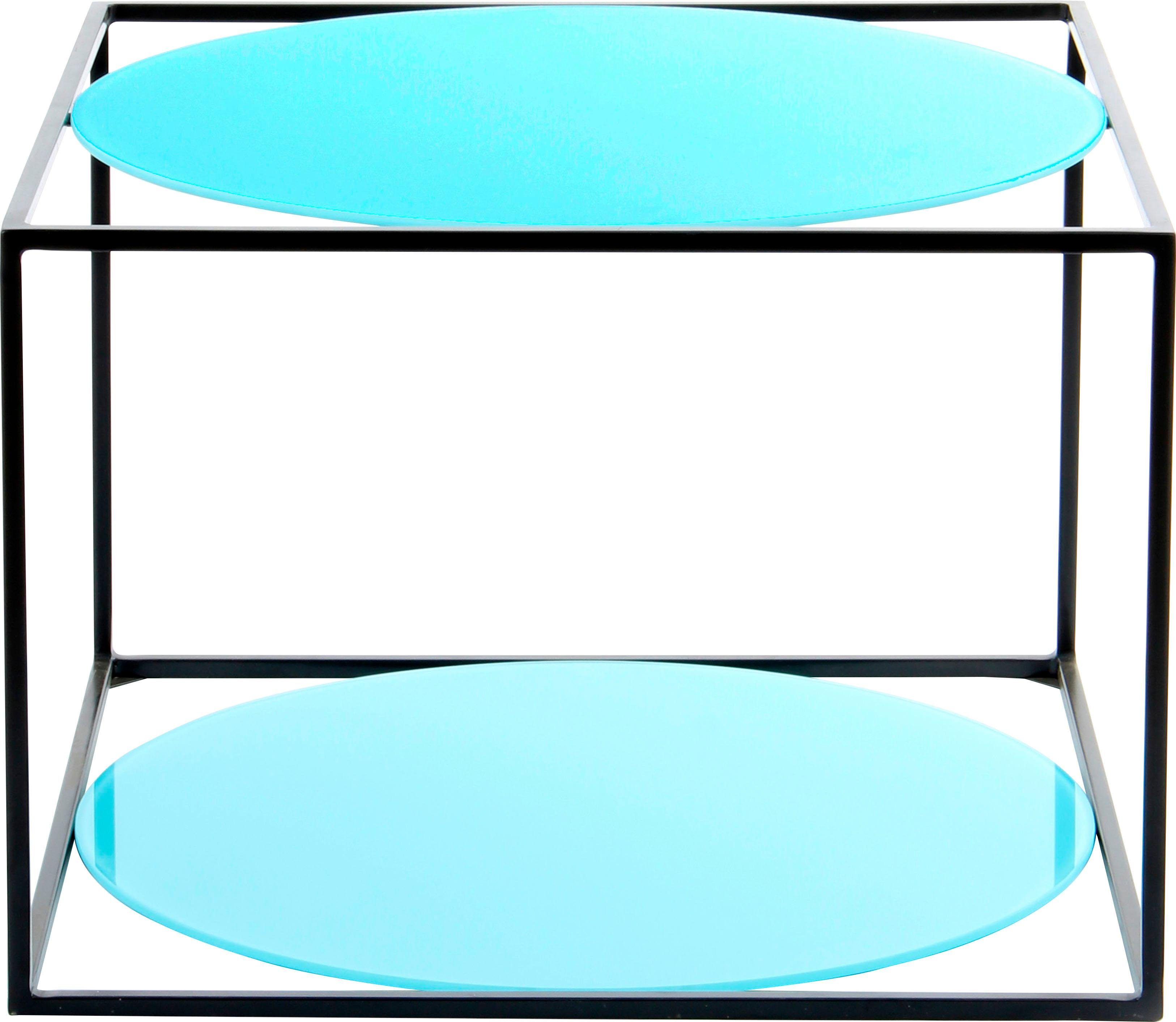 Cody, mit Kayoom Kubusform blau/Schwarzglas Ablageflächen Beistelltisch aus moderne Glas runden