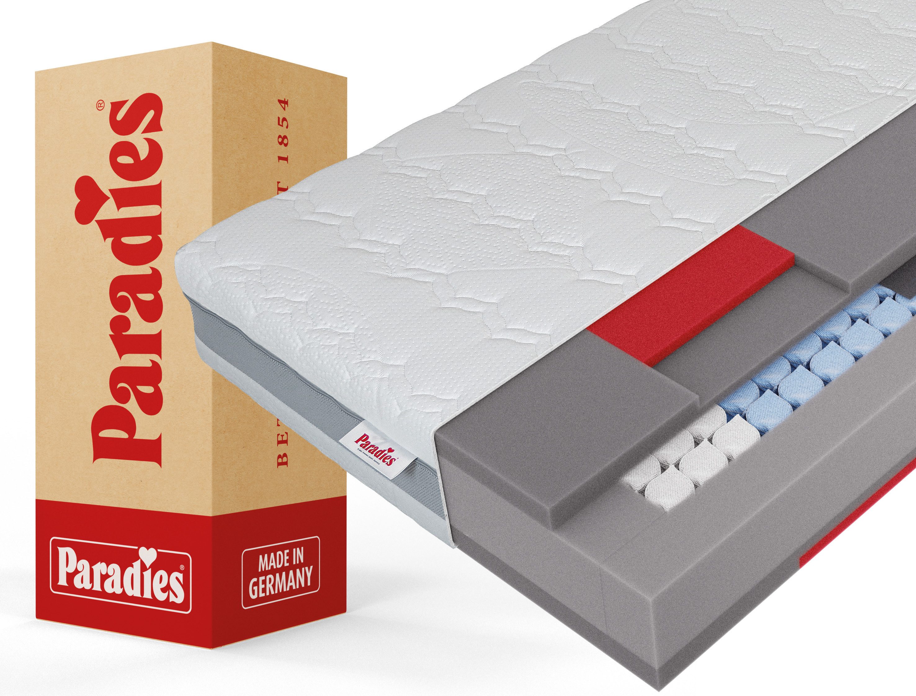 Taschenfederkernmatratze Neuheit: Paradies Prolife Supreme, Matratze 90x200, 140x200 cm & mehr, Paradies, 22 cm hoch, 7-Zonen Matratze, ergonomisch, atmungsaktiv