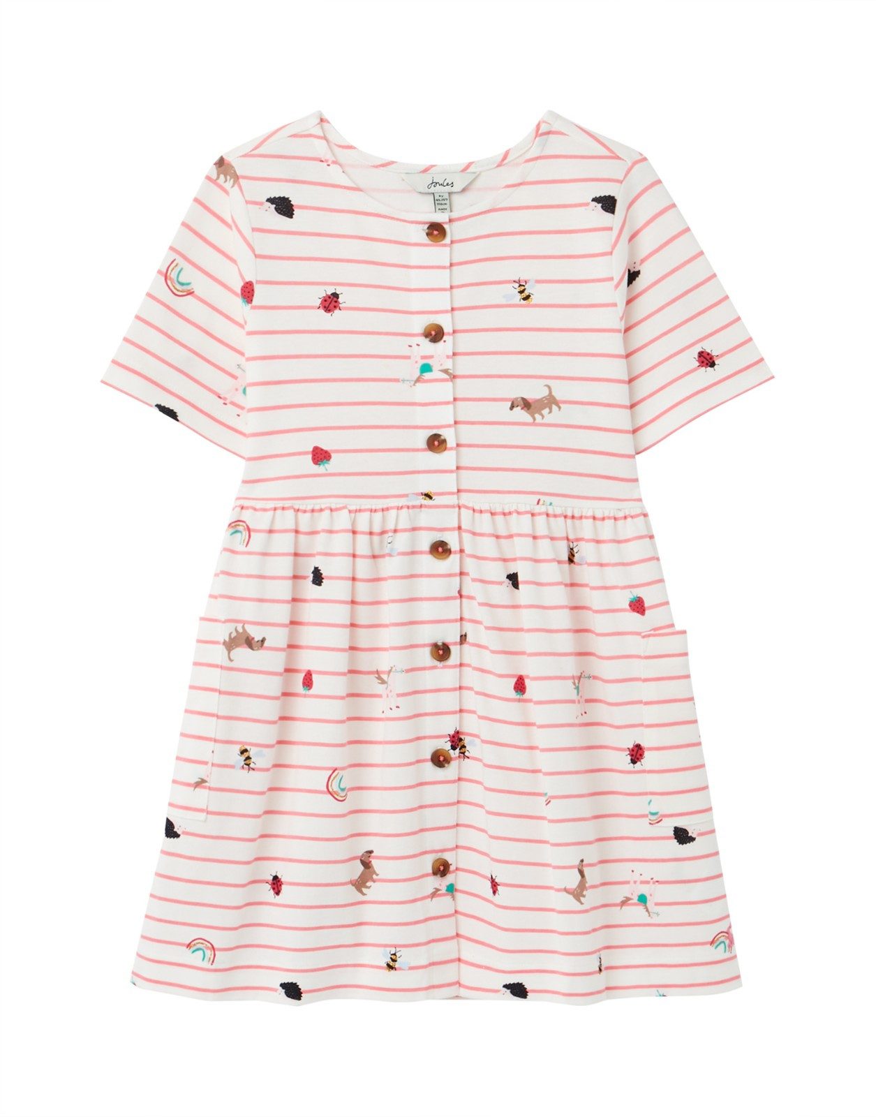 Tom Joule A-Linien-Kleid TOM JOULE Kleid Liddie Tiere weiß rosa gestreift 104-128