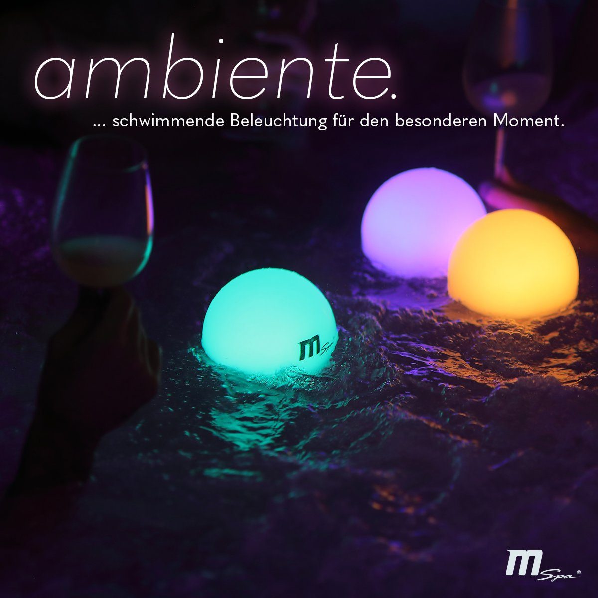 mSpa Pool-Lampe Schwimmende Ambientebeleuchtung, 5 Lichtmodi, LED fest integriert, Original MSpa - Zubehör - Whirlpoolbeleuchtung - Pool Lampe - Licht