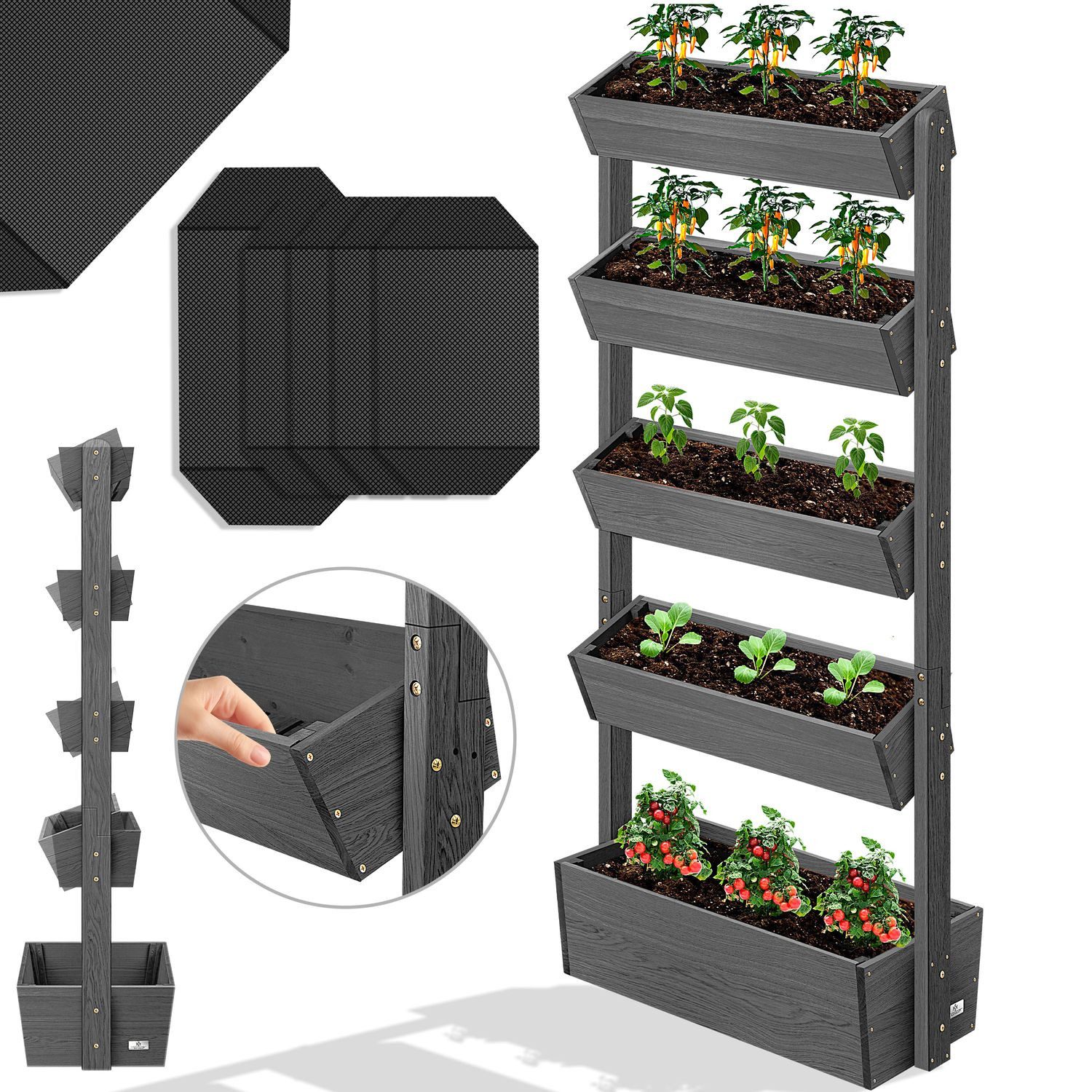 KESSER Hochbeet, mit Etagen Premium Blumenkasten Blumentreppe Gemüsebeet Blumenbeet