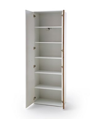 expendio Mehrzweckschrank Gerda 2 Garderobenschrank weiß Hochglanz / Wotan Eiche Nb. 64x197x38 cm