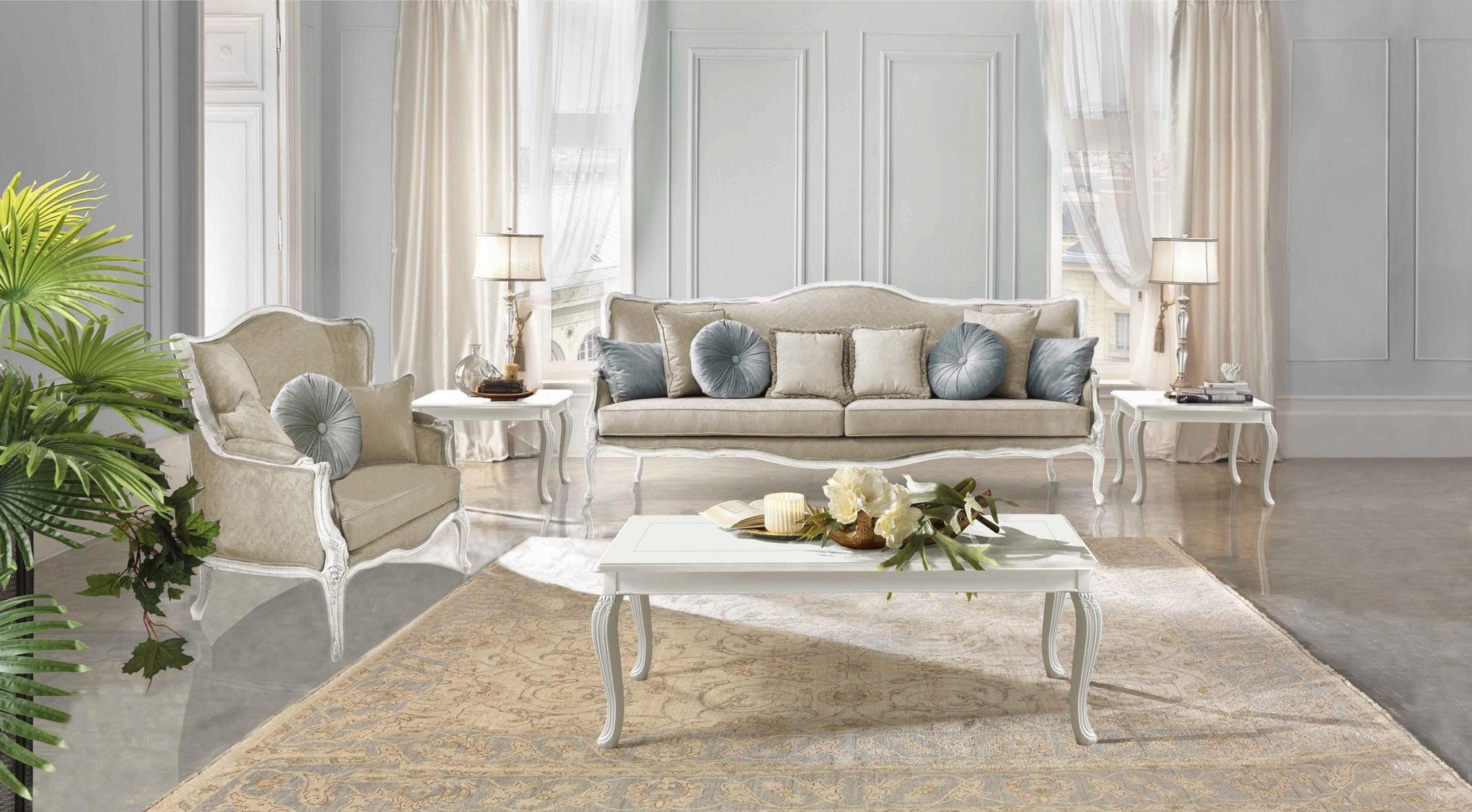 Xlmoebel Polstergarnitur Barock Rokoko Sofagarnitur 3+2 Sitzer Set Textil Couch, (2-tlg), Made in Europa