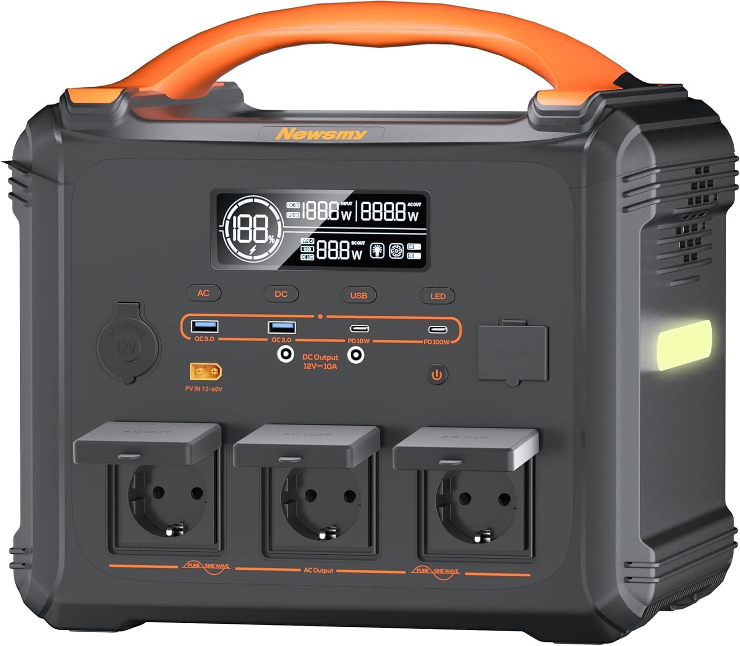 Rolipo Stromerzeuger Tragbare Powerstation, 1102.5Wh LiMnFePO4 Akku, 2000W(300W Spitze), 2 in kW, USV-Funktion Mobiler Stromspeicher für Camping, Wohnmobil & Reise