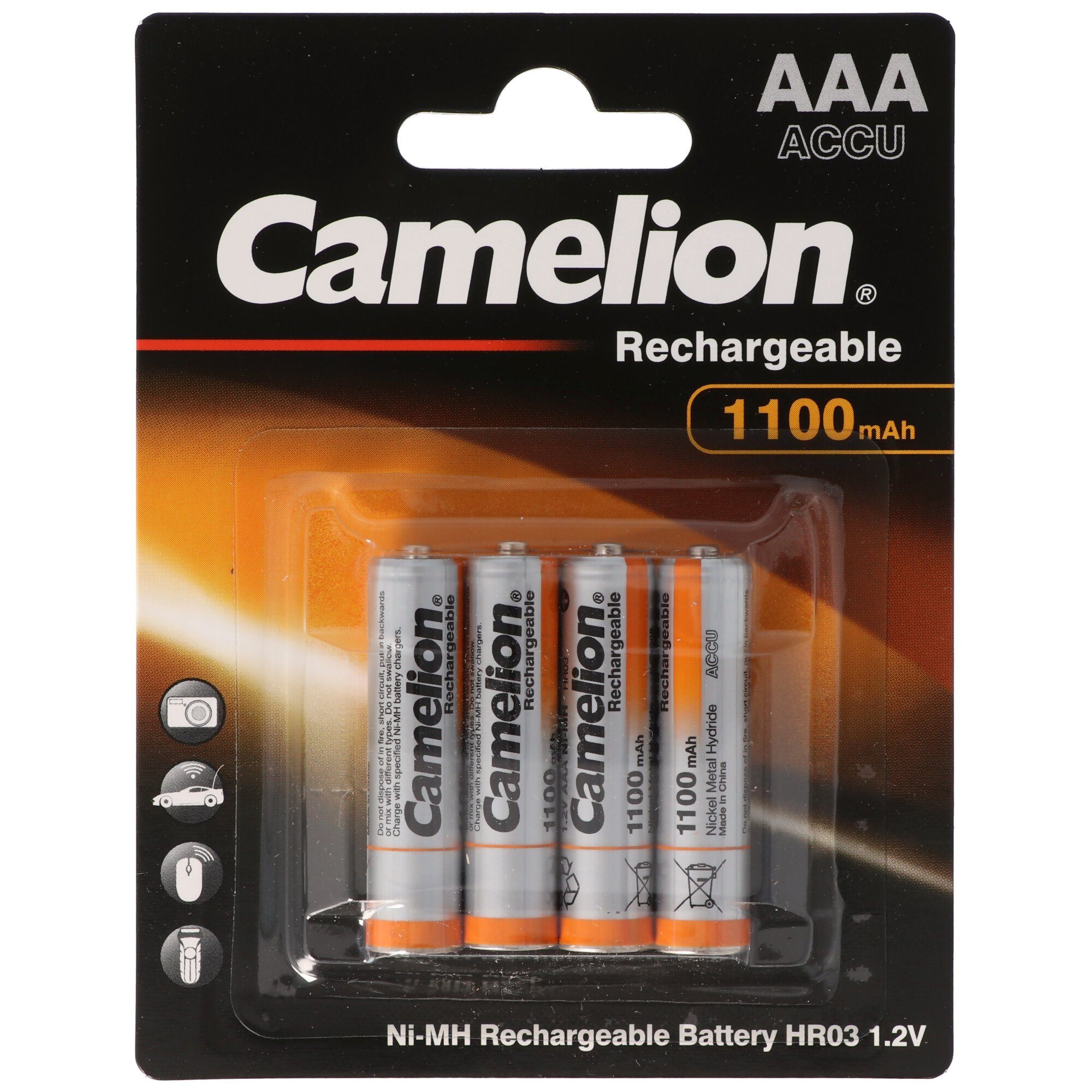 Camelion AAA, Micro, LR03, HR04, NiMH Akku mit bis zu 1100mAh in 4er Blisterve Akku 1100 mAh (1,2 V)