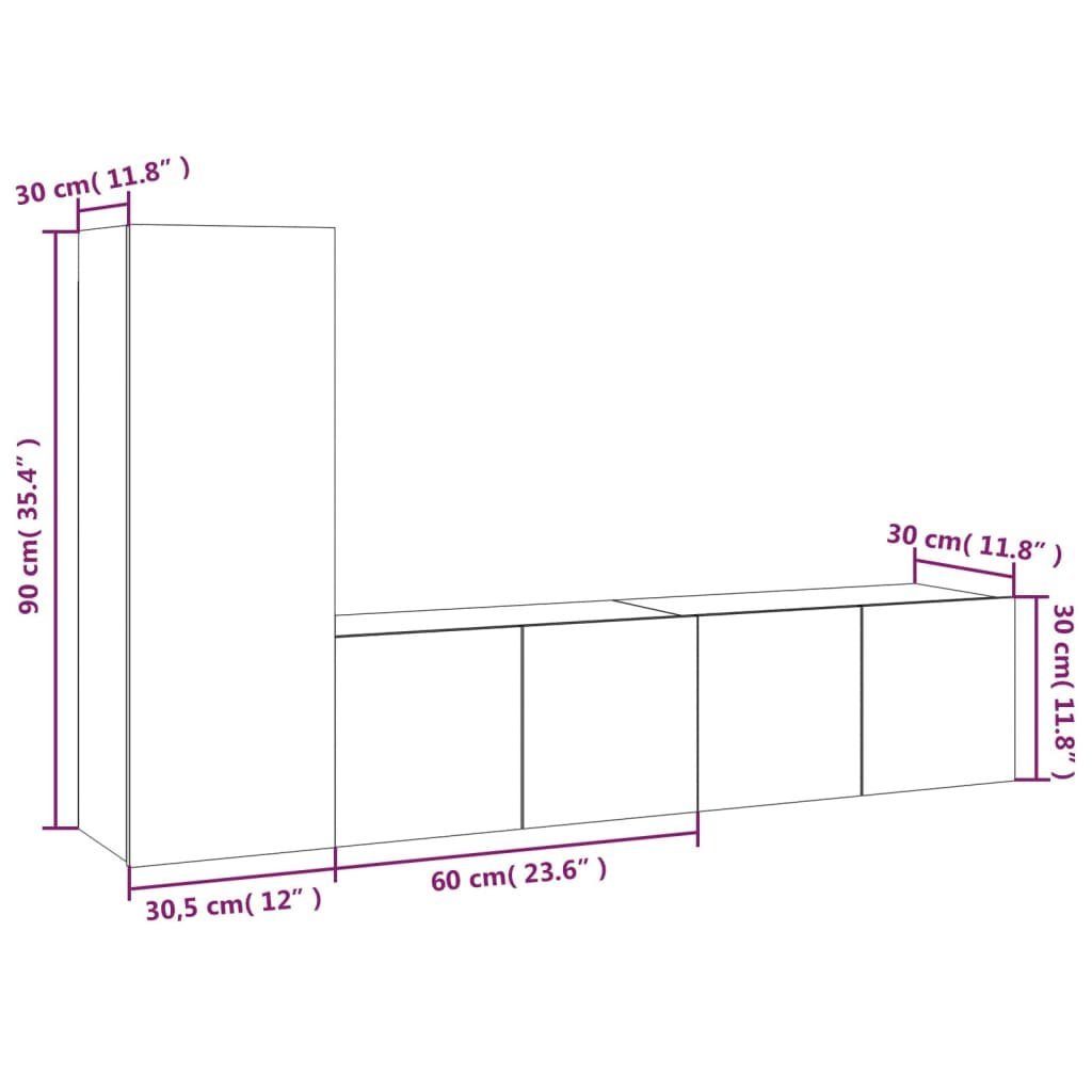 TV-Schrank-Set TV-Schrank Braun 3-tlg. (3-St) Braune vidaXL Holzwerkstoff Eichen-Optik Eiche