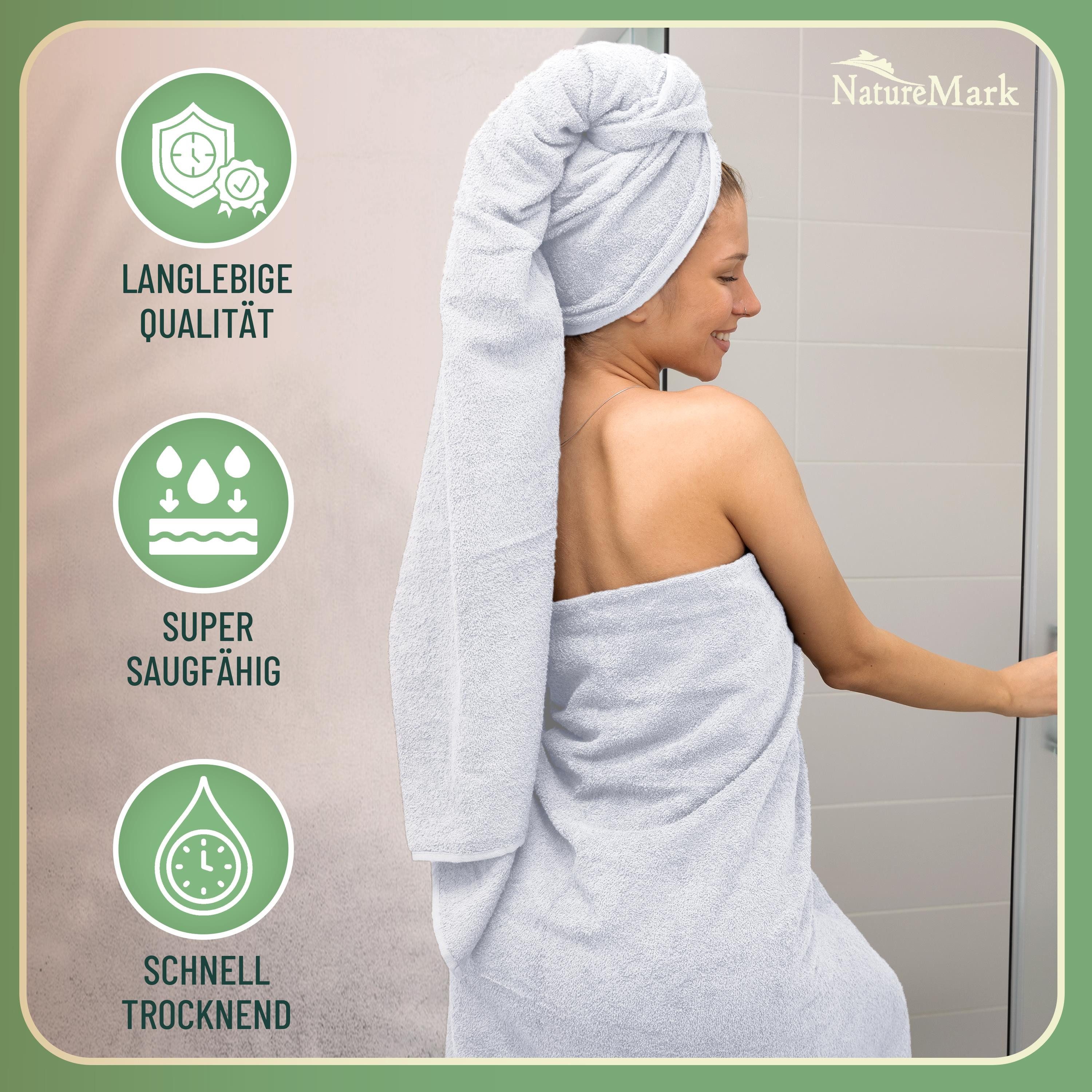 NatureMark Handtuch Set 10 tlg. Frottier Handtuch-Set, 100% Baumwolle (10-St), 4X Handtücher, 2X Duschtücher, 2X Gästetücher, 2X Waschhandschuhe – Bild 4 von 5