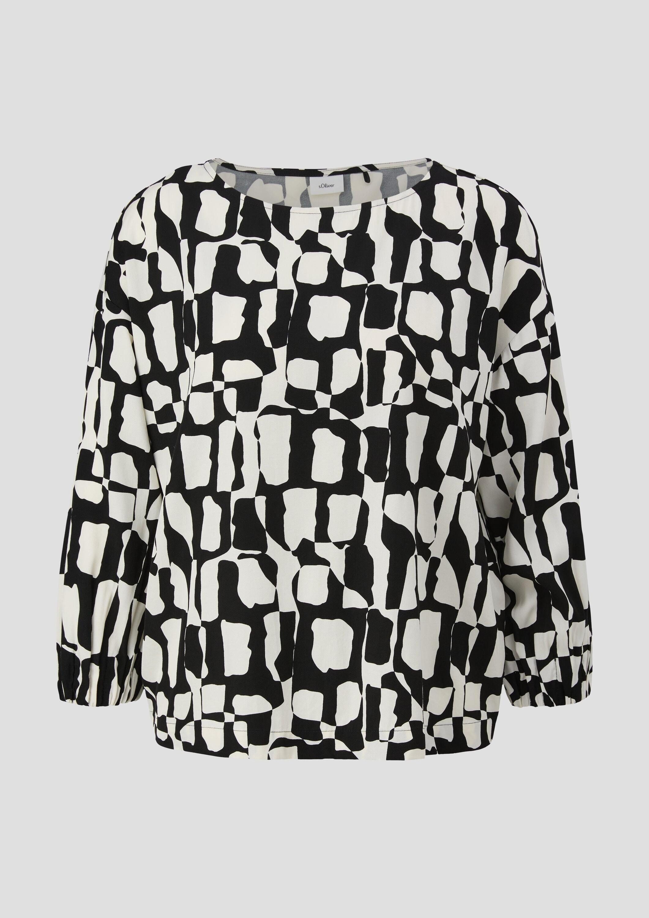 s.Oliver Kurzarmbluse Bluse Locker geschnittene Bluse mit 3/4-Arm