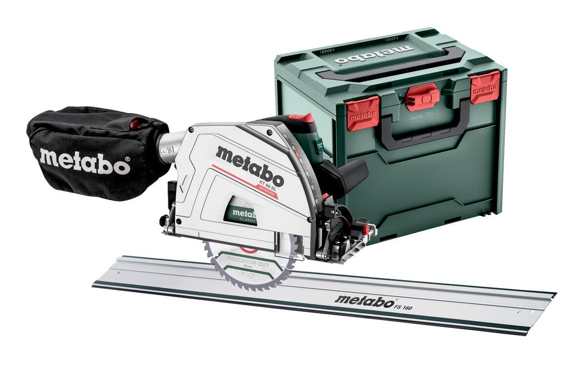 metabo Handkreissäge KT 66 BL, Tauchkreissäge mit Führungsschiene FS ...