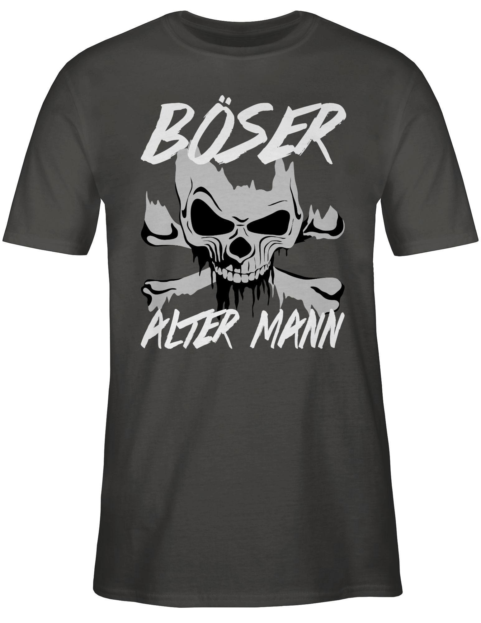 Totenkopf Mann & Böser T-Shirt Dunkelgrau 02 alter Shirtracer Piraten