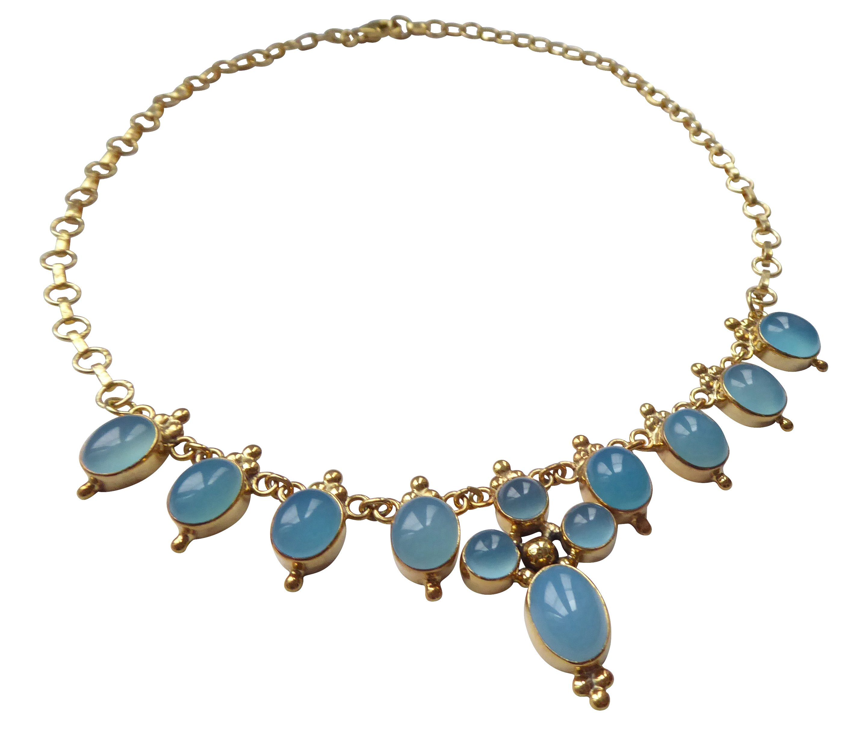 Mugello Collier Kette Granballo Chalzedon Antik-Stil Abendkette elegant, Handarbeit aus kleiner florentinischen Manufaktur, Vintageschmuck