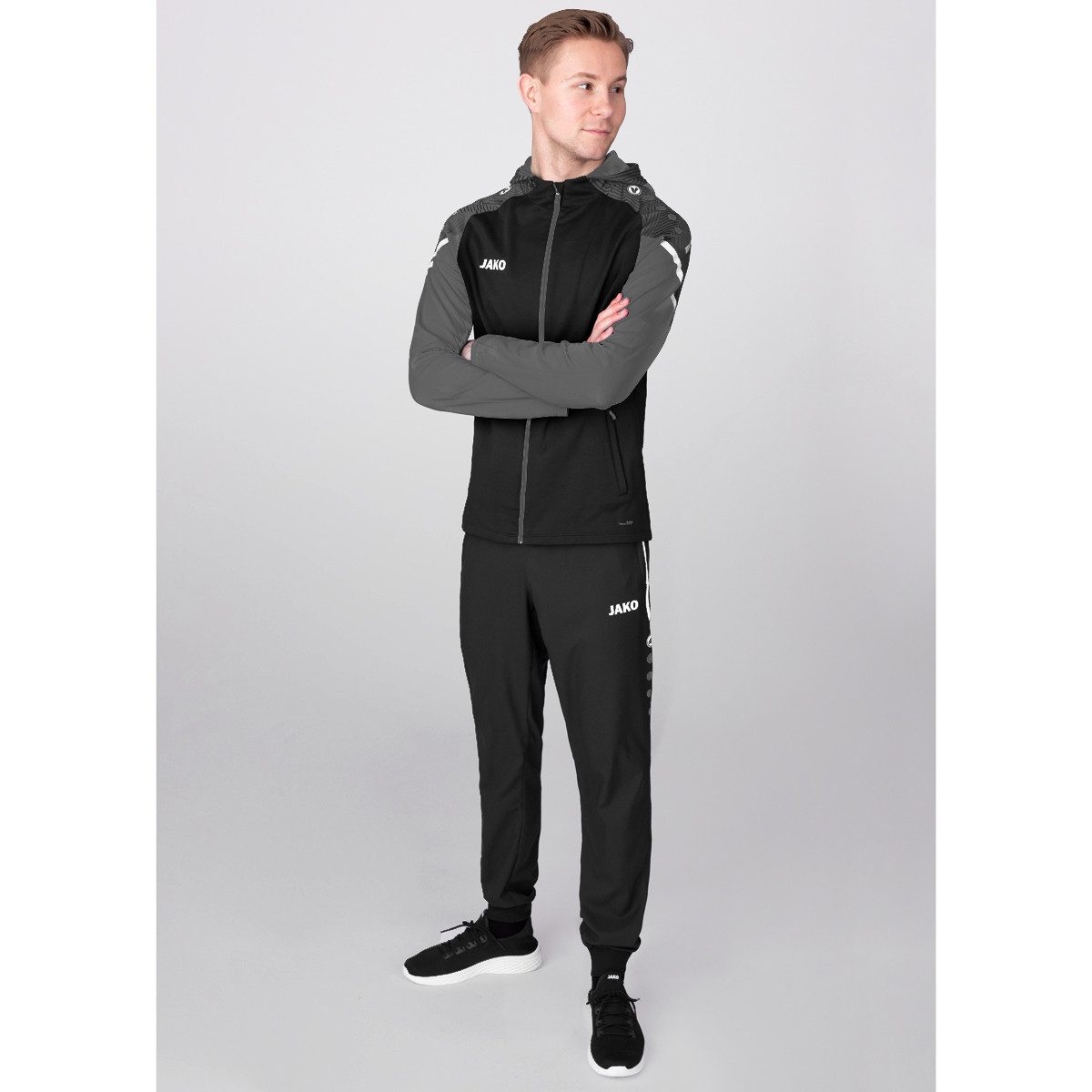 Jako Präsentationsanzug Performance mit Kapuze (Jacke und Hose) schwarz/anthrazitgrau Herren