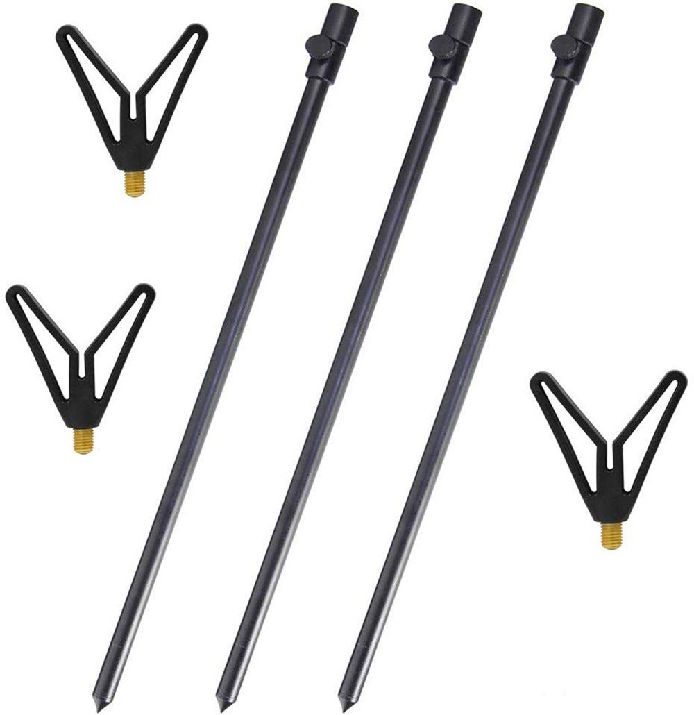 Croch Rutenständer Bankstick, (3-tlg., Teleskop Erdspieße Bank Stick Set zum Karpfenangeln)