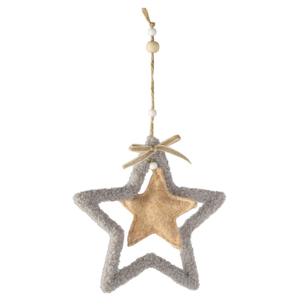 MICA Adventskranz Dekohänger - Sterne - grau/braun - ca. 15 cm - 1 Stück