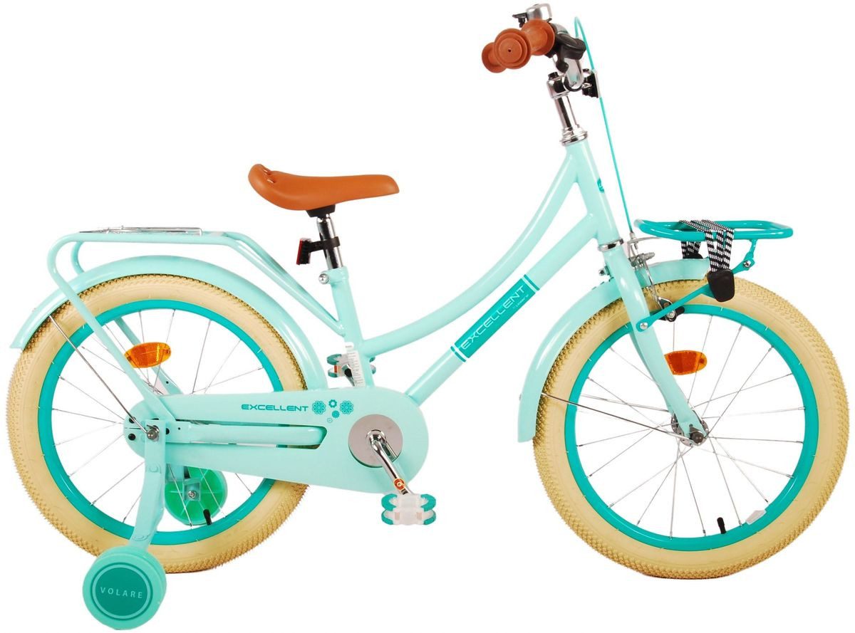 Volare Kinderfahrrad 18 Zoll Kinder Mädchen Hollandfahrrad Holland Fahrrad Rad Bike 21777, 1 Gang, Rücktrittbremse, Gepäckträger, Stützräder, Frontträger, Seitenständer