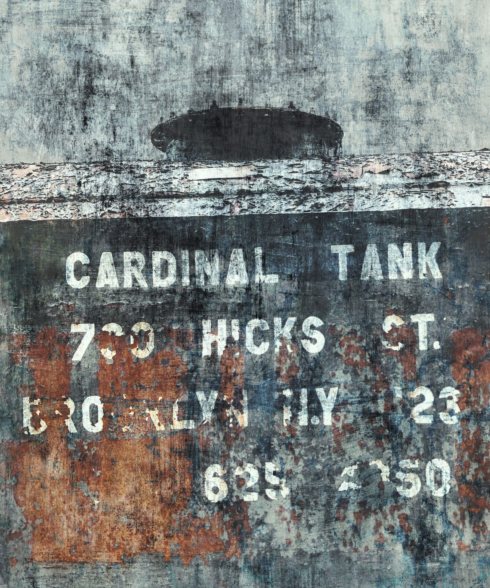Rasch Fototapete Metalloptik mit Schrift, glatt, Rost-Optik, urban, realistisch, (1 St), 300 cm x 250 cm