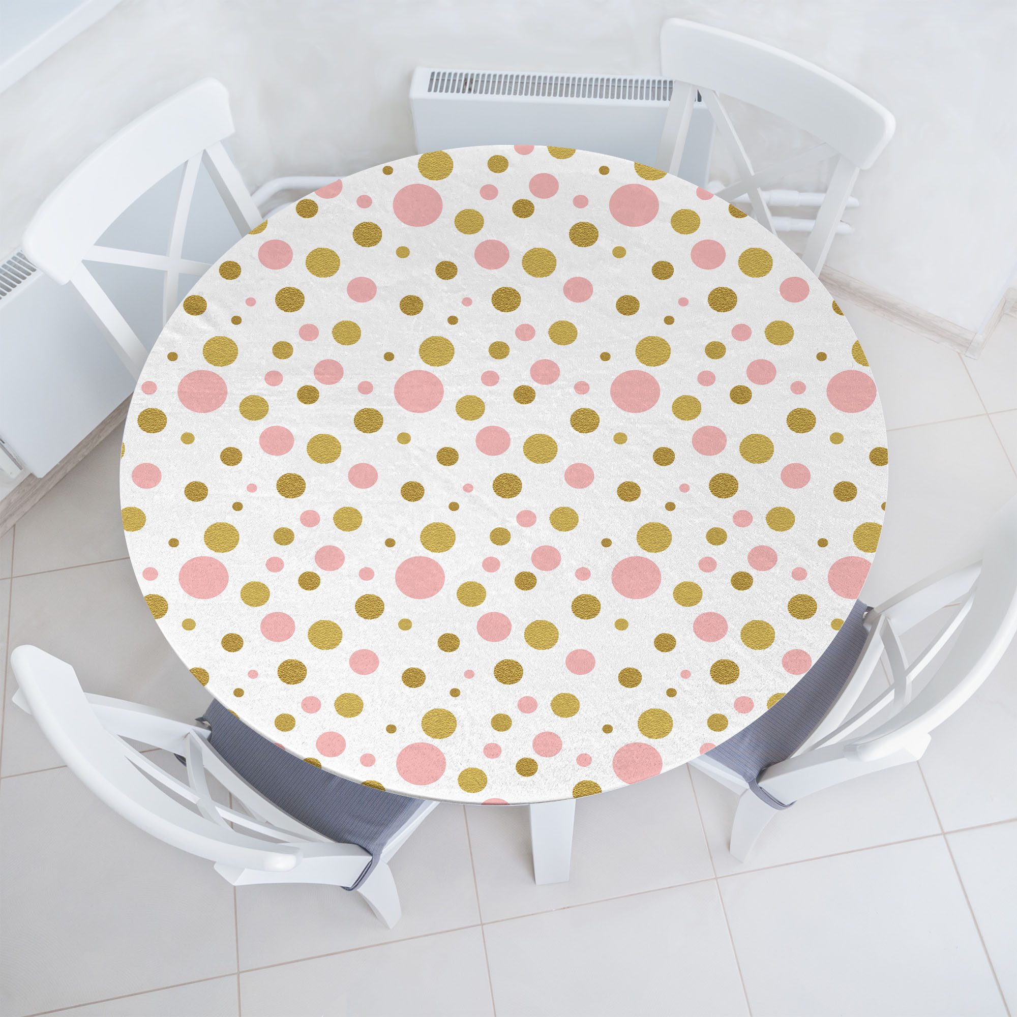 Abakuhaus Tischdecke Rundum-elastische Stofftischdecke, Rosa Tupfen Kleine Big Verunstaltungen