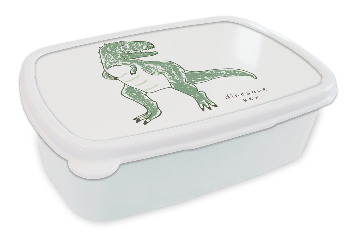 Tyrannosaurus und MuchoWow - Kinder Kinderzimmer - -, Erwachsene, Jungs - und Dinosaurier Brotdose, Mädchen für für Junge Rex - (2-tlg), Mädchen Brotbox Kunststoff, weiß Lunchbox