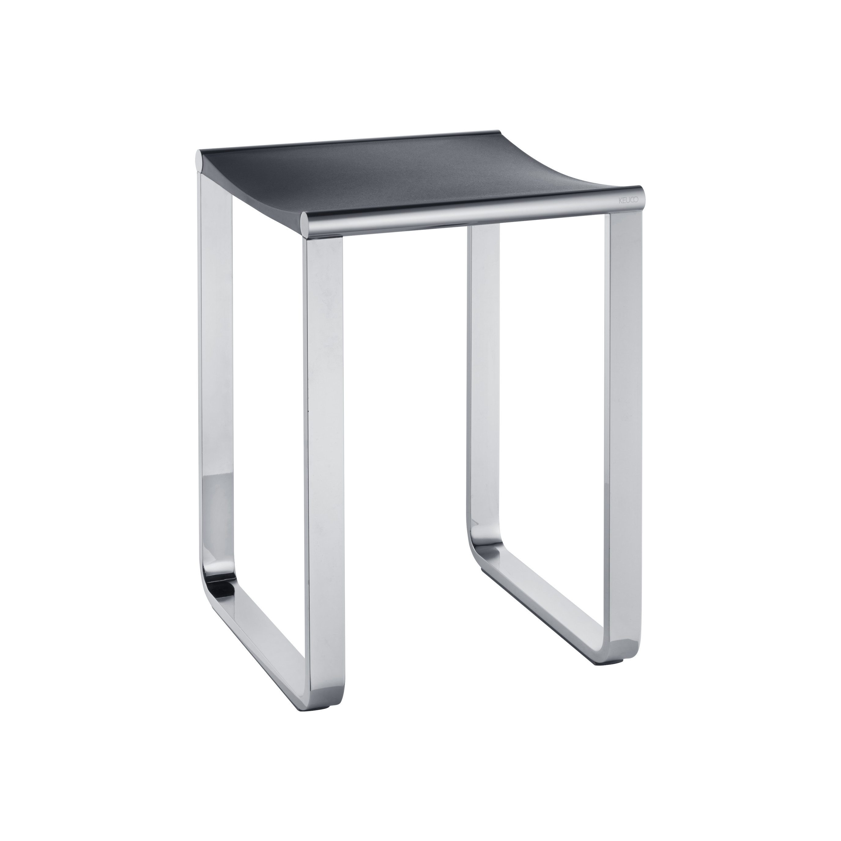 Keuco Dusch- und Badhocker Plan aus Aluminium, belastbar bis 100 kg, verchromt, bis 100 kg, Kunststoff Sitzfläche, 36,5 x 34 cm, anthrazit