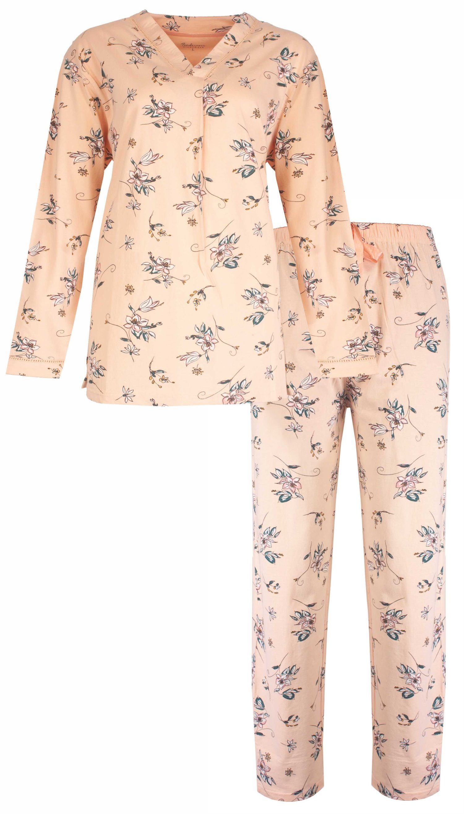 Tenderness Schlafanzug Damen Pyjama (2 tlg) Baumwolle