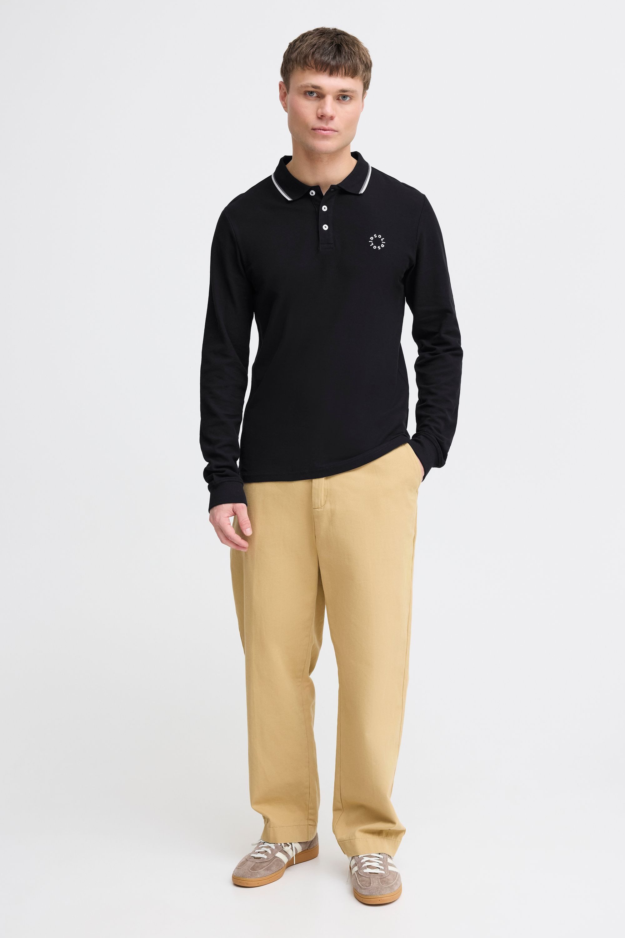 !Solid Langarm-Poloshirt SDHangor Casual langarm Polohemd