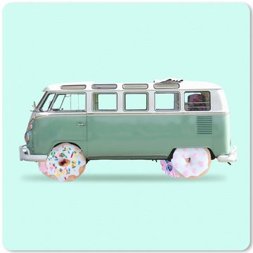 MuchoWow Gaming Mauspad Donuts - Lieferwagen - Auto - Grün (1-St), Mousepad mit Rutschfester Unterseite, Gaming, 40x40 cm, XXL, Großes